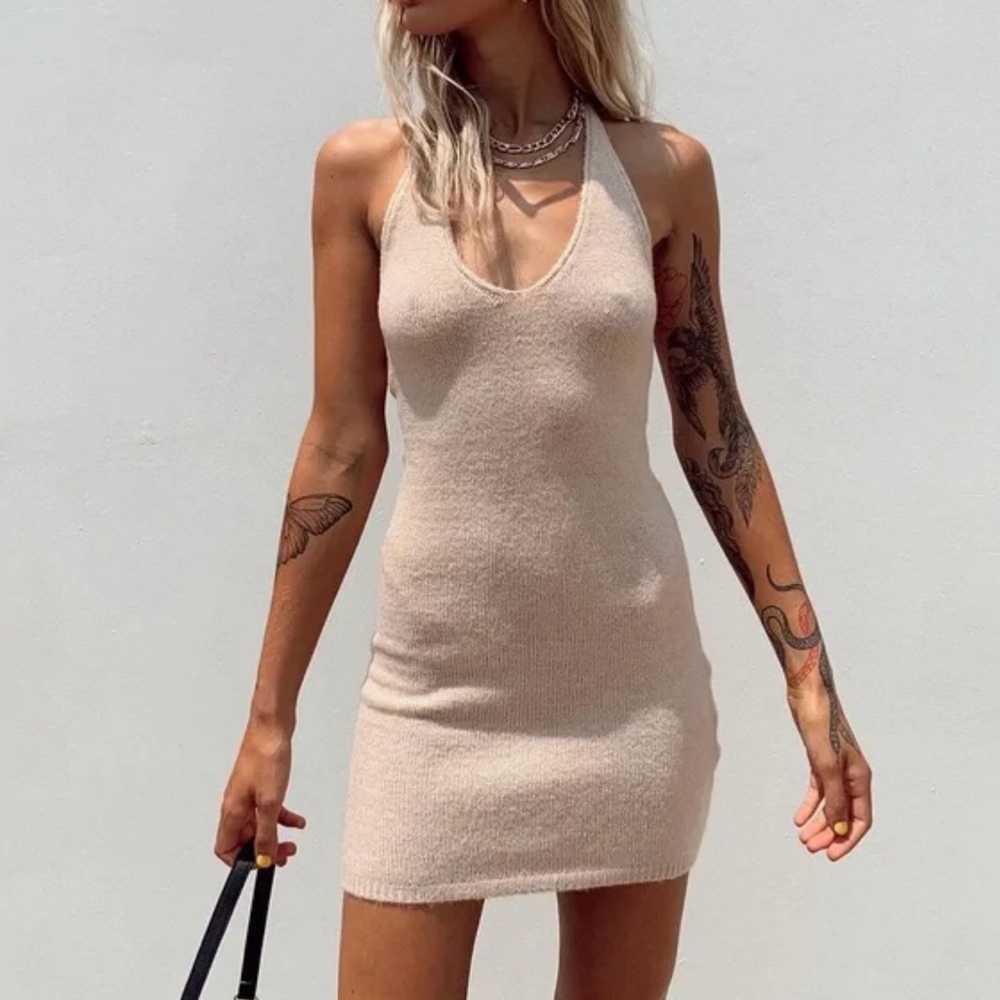 Princess Polly - Beige Blair Mini Dress NEW w TAGS
